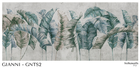 Tapeta winylowa struktura płótna liście tropikalne - GIANNI Simple (turquoise)