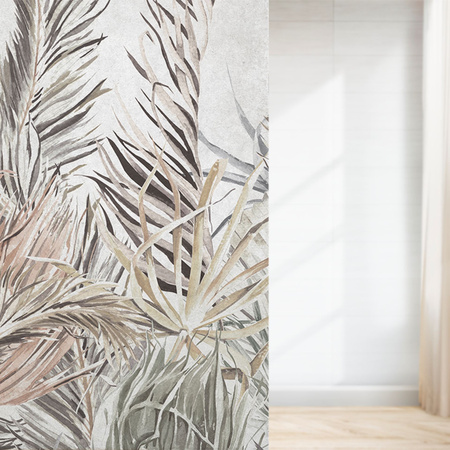 Tapeta winylowa struktura płótna liście tropikalne pastelowa - FLORAL pastel