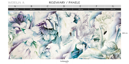 Tapeta winylowa struktura płótna kwiaty flamingi kolorowa - IMALAI icy