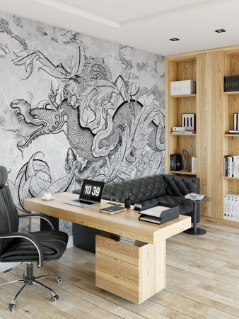 Tapeta winylowa struktura płótna smok czarno-biała - DRAGO gray