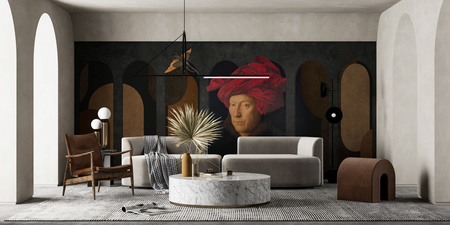 Tapeta winylowa struktura płótna obraz olejny - JAN VAN EYCK & THE BEETLE (brown)