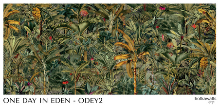 Tapeta winylowa struktura płótna liście dżungla tropikalna zielona - ONE DAY IN EDEN olive (flora)