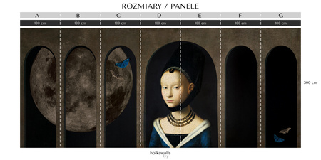 Tapeta winylowa struktura płótna malarstwo księżyc - GIRL WITH BUTTERFLIES (moon)