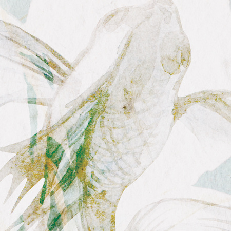 Tapeta winylowa struktura płótna kwiaty peonie rybki niebieska - NAYLA blue (underwater)