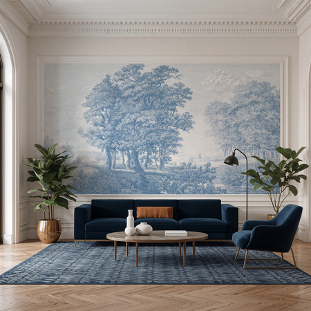 Tapeta winylowa struktura płótna widok beżowa - LUNDBY (blue)