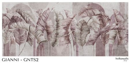 Tapeta winylowa struktura płótna liście tropikalne - GIANNI Arch (pink)