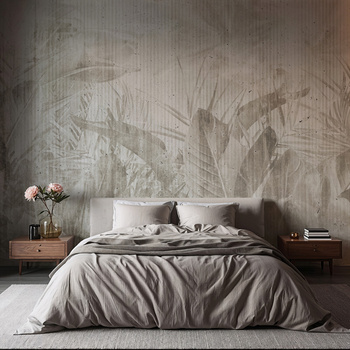 Tapeta winylowa struktura płótna liście tropikalne - MAUI (beige)