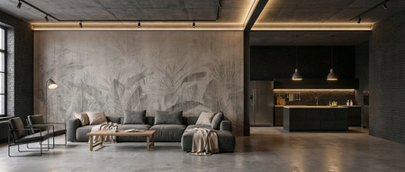 Tapeta winylowa struktura płótna liście tropikalne - MAUI (gray)