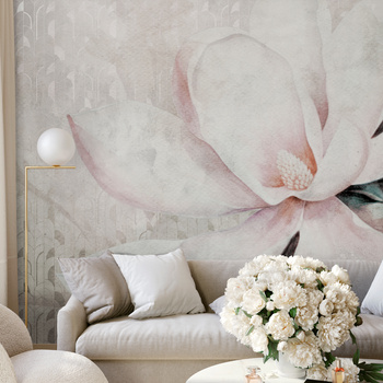 Tapeta winylowa struktura płótna kwiat magnolia - KALLIE decor