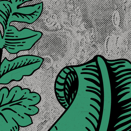 Tapeta winylowa struktura płótna liście paproci księzyc - OVER THE MOON green