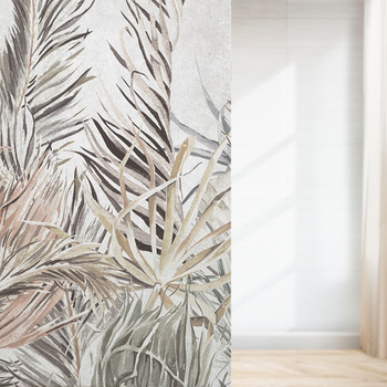 Tapeta winylowa struktura płótna liście tropikalne pastelowa - FLORAL pastel