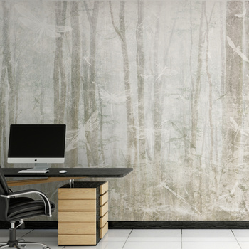 Tapeta winylowa struktura płótna las kolorowa - TAKE A BREATH dragonfly (color)