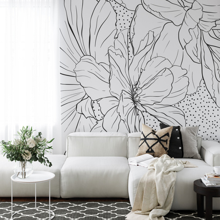 Tapeta winylowa struktura płótna kwiaty kropki biała - WHAT'S THE POINT white (polka dots)