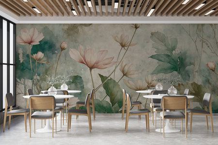 Tapeta winylowa struktura płótna kwiaty kolorowa dekoracyjna - SCARLETT simple (color)