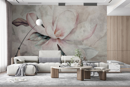 Tapeta winylowa struktura płótna kwiat magnolia - KALLIE pure