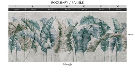 Tapeta winylowa struktura płótna liście tropikalne - GIANNI Simple (turquoise)
