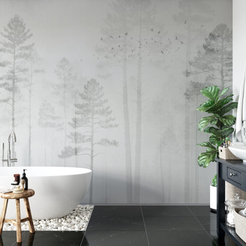 Tapeta winylowa struktura płótna las szara - NORWOOD (gray)