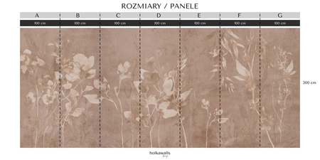 Tapeta winylowa struktura płótna gałązki i liście miedziana - TAMAMI (copper)
