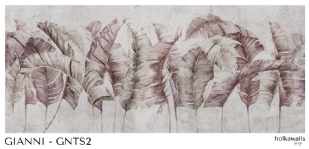 Tapeta winylowa struktura płótna liście tropikalne - GIANNI Simple (pink)