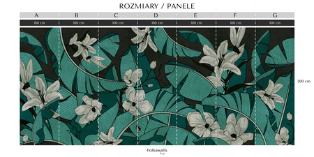 Tapeta winylowa struktura płótna liście bananowca kwiaty czarne tło - BANANA LEAVES