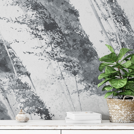 Tapeta winylowa struktura płótna trawy biało-czarna - ZEPHYR white