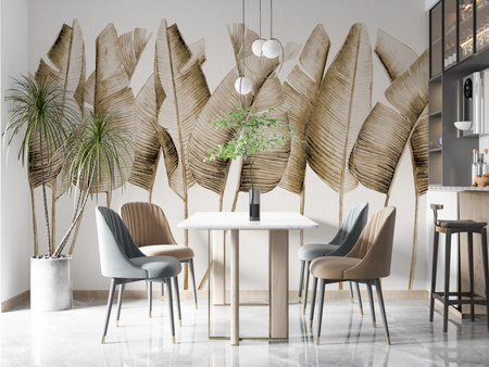 Tapeta winylowa struktura płótna liście bananowca beżowa - TALAMANCA beige (light)