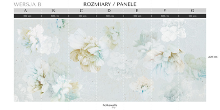 Tapeta winylowa struktura płótna kwiaty peonie niebieska - NAYLA blue (flowers)