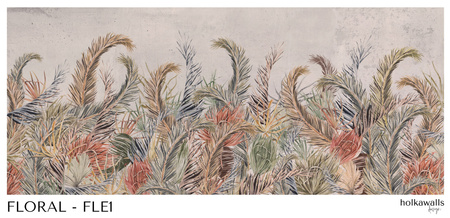 Tapeta winylowa struktura płótna liście tropikalne kolorowa - FLORAL elegant