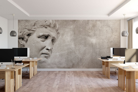 Tapeta winylowa struktura płótna rzeźba antyczna beton beżowa - THEODORE stone (decor)