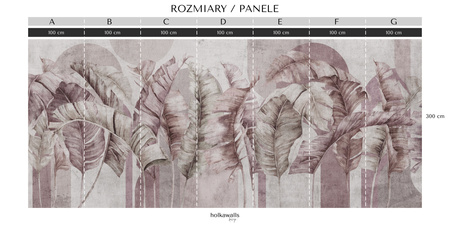 Tapeta winylowa struktura płótna liście tropikalne - GIANNI Arch (pink)