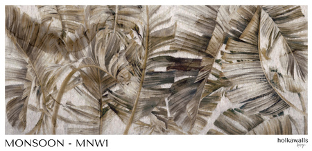 Tapeta winylowa struktura płótna liście tropikalne zielona - MONSOON green