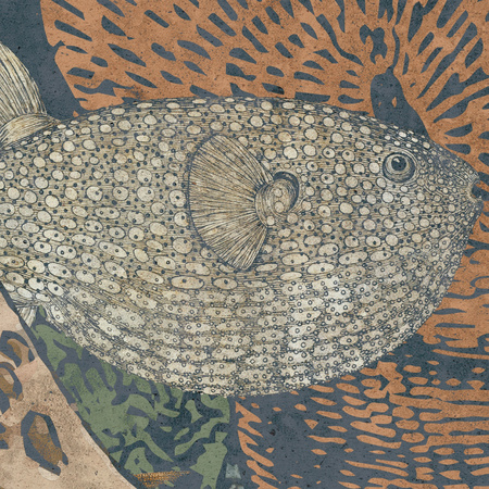 Tapeta winylowa struktura płótna rafa koralowa - DEEP WATERS fish