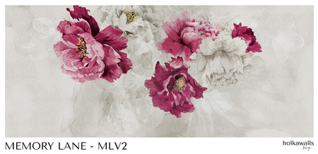 Tapeta winylowa struktura płótna kwiaty peonie różowa - MEMORY LANE violet (pure)