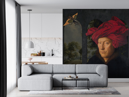 Tapeta winylowa struktura płótna malarstwo - JAN VAN EYCK & THE BEETLE (landscape)