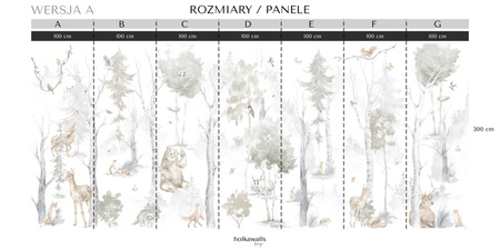 Tapeta winylowa struktura płótna dziecięca kolorowa las zwierzęta - BEAR SAYS HELLO! beige