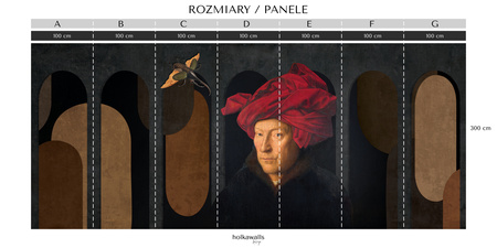 Tapeta winylowa struktura płótna obraz olejny - JAN VAN EYCK & THE BEETLE (brown)