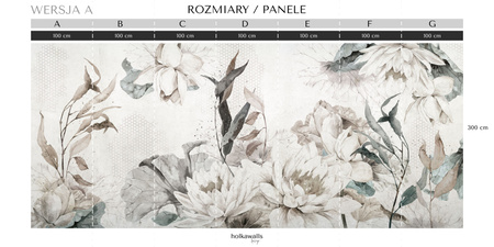 Tapeta winylowa struktura płótna liście lilie beżowa zielona - MORNING MEADOW decor