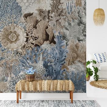 Tapeta winylowa struktura płótna rafa koralowa - NORI blue