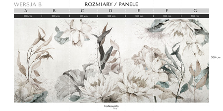 Tapeta winylowa struktura płótna liście lilie beżowa zielona - MORNING MEADOW light