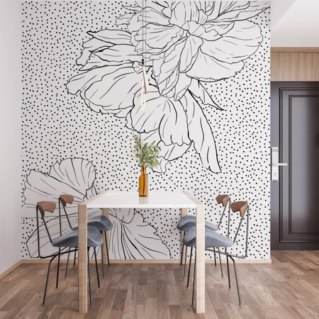 Tapeta winylowa struktura płótna kwiaty kropki biała - WHAT'S THE POINT white (polka dots)