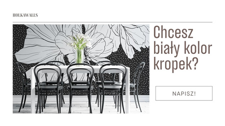 Tapeta winylowa struktura płótna kwiaty kropki czarno-biała - WHAT'S THE POINT black (polka dots)