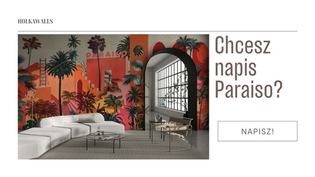 Tapeta winylowa struktura płótna tropikalna architektura kolorowa - OASIS red