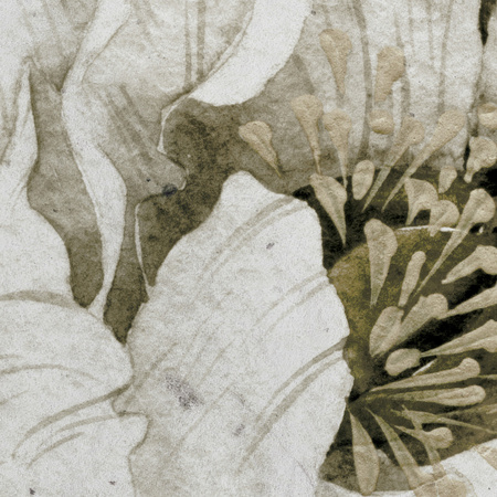 Tapeta winylowa struktura płótna kwiaty peonie szara - MEMORY LANE khaki (pure)