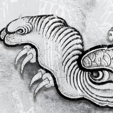 Tapeta winylowa struktura płótna smok czarno-biała - DRAGO gray