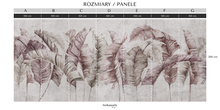 Tapeta winylowa struktura płótna liście tropikalne - GIANNI Simple (pink)