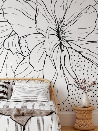 Tapeta winylowa struktura płótna kwiaty kropki biała - WHAT'S THE POINT white (polka dots)