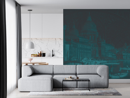 Tapeta winylowa struktura płótna wenecja - VENEZIANA ventaglio (blue)