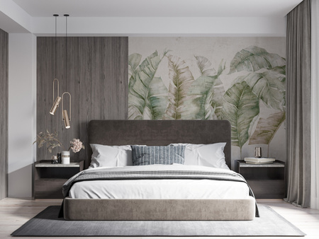 Tapeta winylowa struktura płótna liście tropikalne - GIANNI Simple (green)