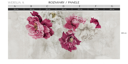 Tapeta winylowa struktura płótna kwiaty peonie różowa - MEMORY LANE violet (decor)