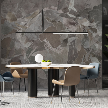 Tapeta winylowa struktura płótna kwiaty beżowa - SECRETO beige